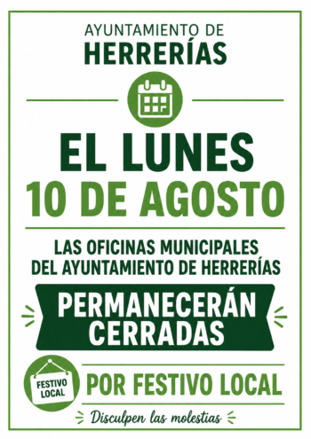 Lunes 10 de agosto CERRADO (Festivo local)
